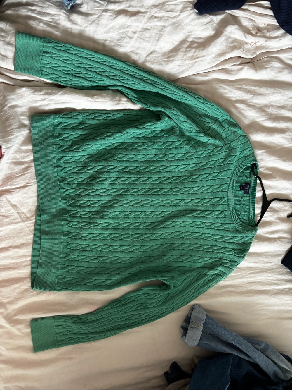 J. Crew Cable Knit Crewneck Sweater - Mint